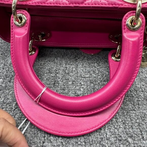 Dior Lady Lambskin Pink Leather Medium Satchel Bag ccofb1450-102525 - Picture 11 of 16